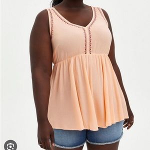 NWT peach torrid tank top babydoll style